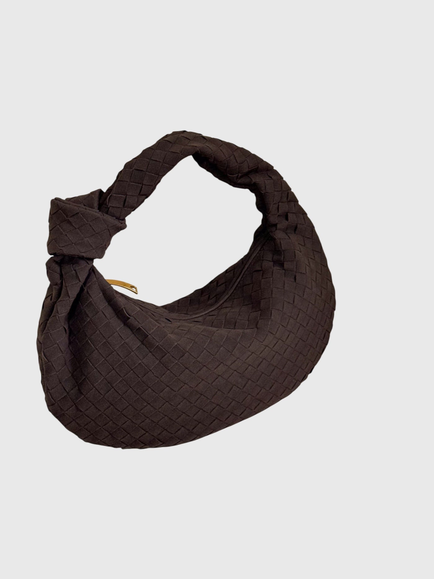 Celeste | Geflochtene mittelgroße Tasche aus Wildleder mit Knotenverschluss