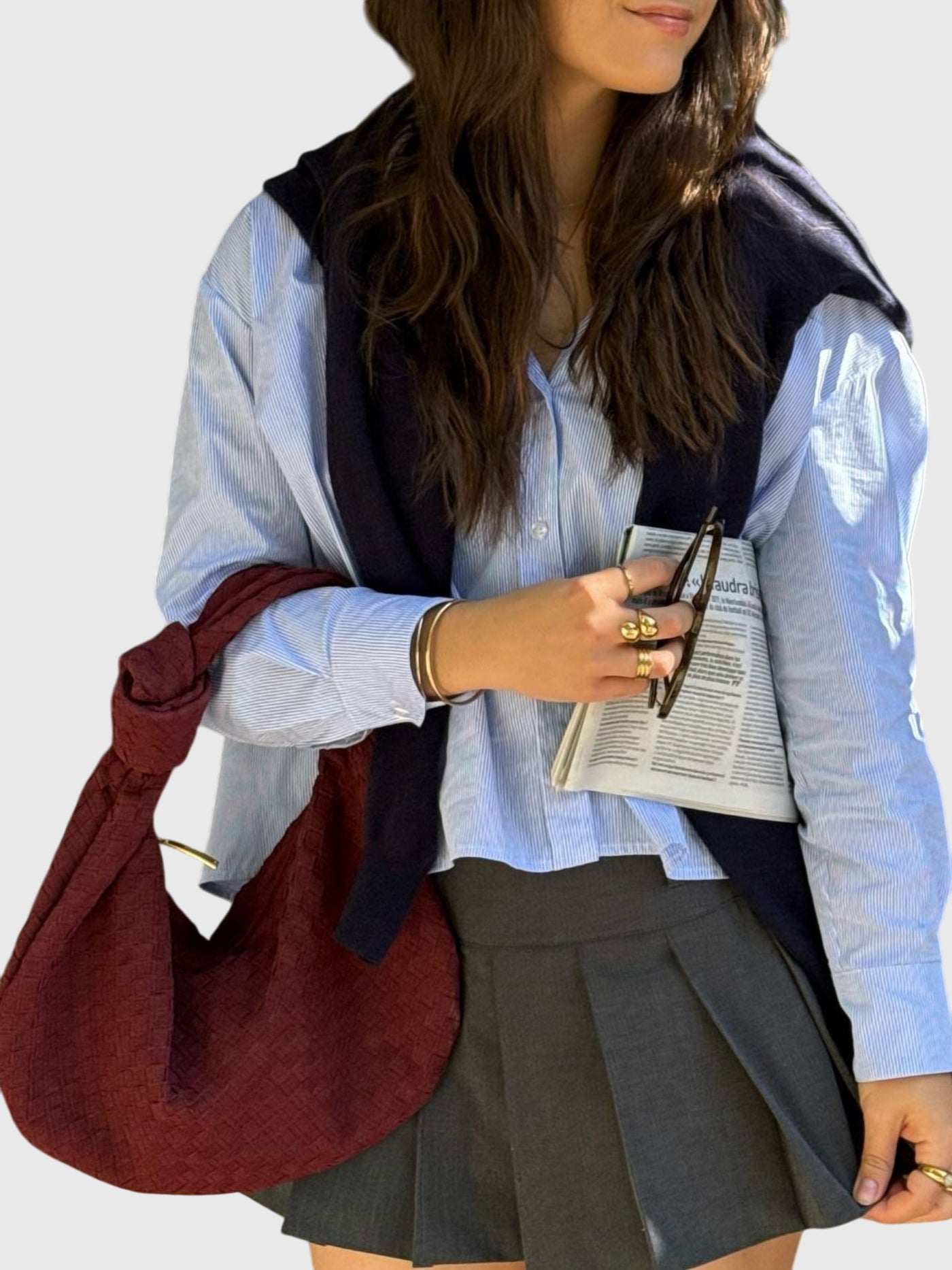 Celeste | Geflochtene mittelgroße Tasche aus Wildleder mit Knotenverschluss